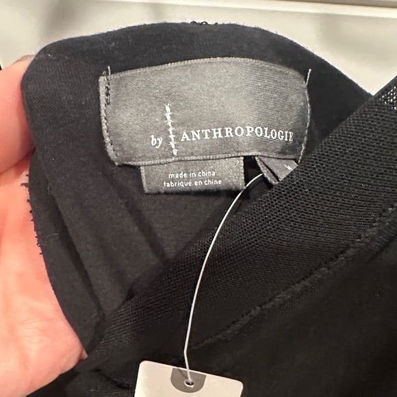 Anthropologie Black Sheer One-Shoulder Shirt - Picture 7 of 10